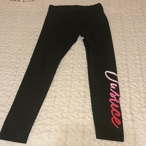 Justice Girls' Black Leggings with Pink Sparkly Justice Logo